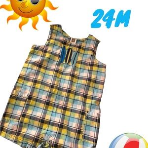 CARTER’S Plaid Sleeveless Romper for Toddlers boys Size:24M Embroidery Like New
